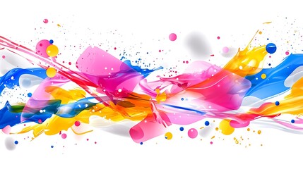 Fototapeta premium Abstract colorful paint splashes and swirls on white background.