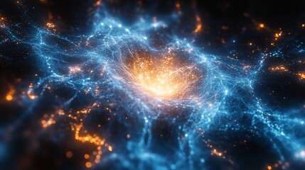 Fototapeta premium Abstract Blue And Orange Energy Field Flowing