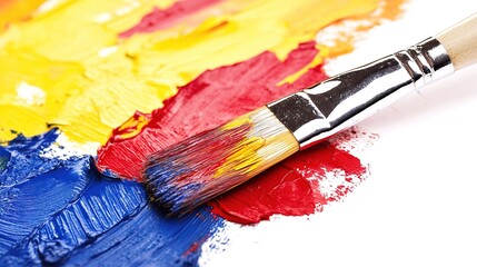 Fototapeta premium Brush and paint concept showcasing creative artistic expression with vibrant colors and dynamic strokes, perfect for painting, art projects, and design inspiration.
