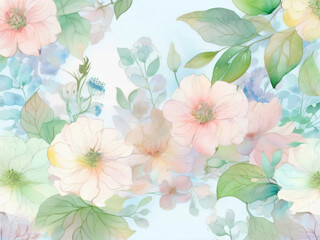 Soft Watercolor Floral Pattern | Gentle Pastel Tones and Gradation Background | Delicate and Dreamy Design