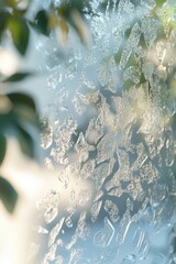 Naklejka premium Decorative glass window with mosaic texture and intricate painted design.