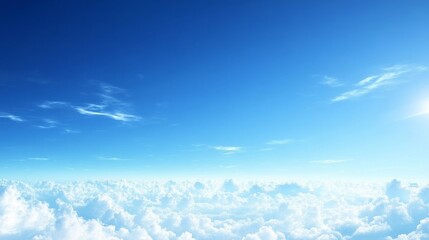 Heavenly Azure: A Panoramic View of Clouds and Sky