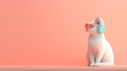 white cat on blue background