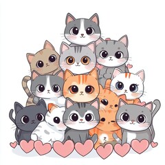 Obraz premium Cute cats for Valentine’s Day greeting card design
