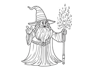 Amysterious wizard casting a spell with glowing vector design