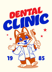 Dog Mascot Dental clinic in Vintage style