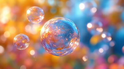 Vibrant Bubbles Floating in a Soft Colorful Background Effect