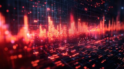 Intense Red Data Stream: A Digital Landscape of Glowing Information.