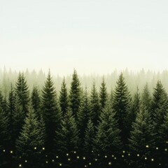 Magical Christmas Forest  Winter Wonderland  Green Trees  Glowing Lights