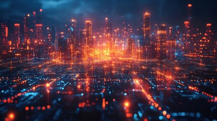 Cyberpunk City: A digital metropolis at night, glowing with futuristic energy.