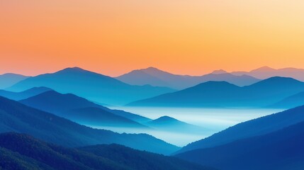 Fototapeta premium Majestic Mountain Landscape at Dusk with Colorful Sky and Fog