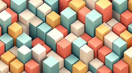 Obraz premium Abstract 3D Geometric Cube Pattern: Pastel Colors