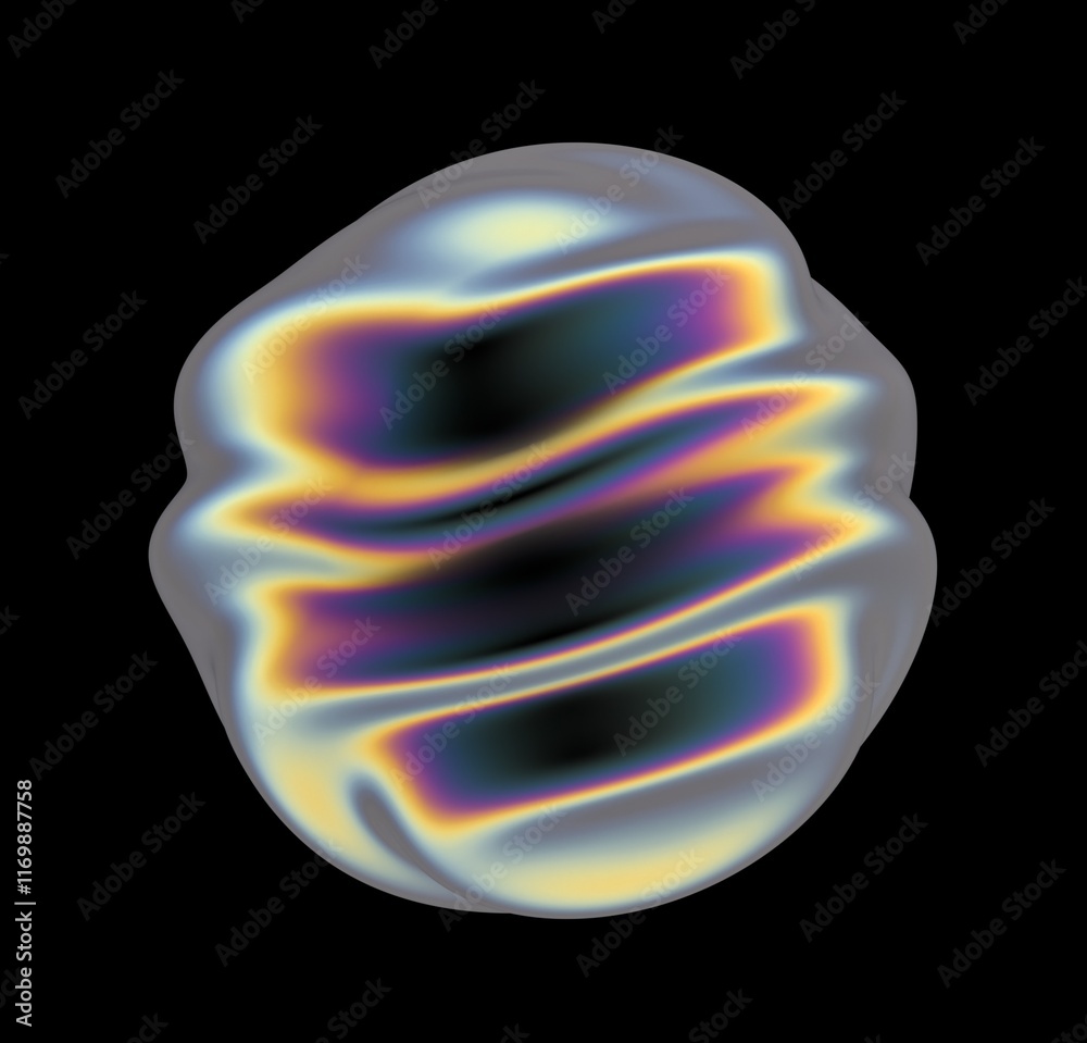 Poster abstract futuristic 3d illustration of a amorphous sphere in holographic iridescent colors made and 