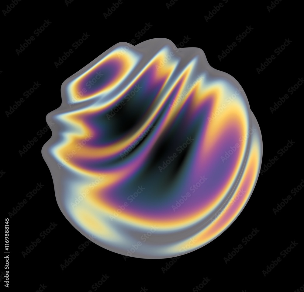 Poster abstract futuristic 3d illustration of a amorphous sphere in holographic iridescent colors made and 