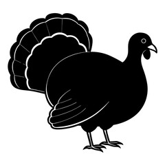 Simple Black Thanksgiving Turkey Silhouette on White Background