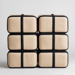 Stack of Beige Travel Organizers for Efficient Packing and Storage