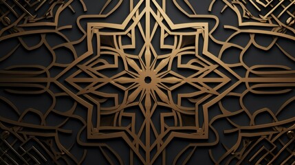 Intricate Gold Mandala Design on Dark Background Elegant Geometric Pattern Abstract Art