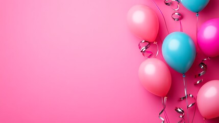Pink and blue balloons celebrate a festive occasion