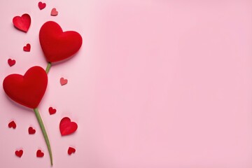 Celebrate Love with a Beautiful Red Heart Flower on a Pink Background - Perfect for Valentine's Day Cards, Invitations, and Romantic Decorations