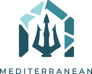 Simple mediteranean trident logo design for hotel, cottage, restaurant ect