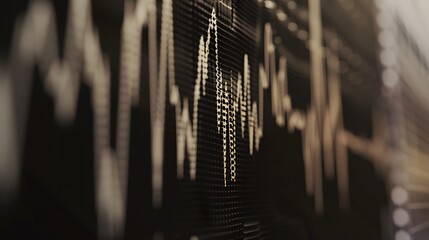 Animation of black sound waves on a waveform audio background