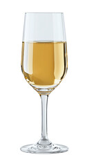 Fototapeta premium A Clear Wine Glass Filled with White Wine, Isolated on Transparent and White Background