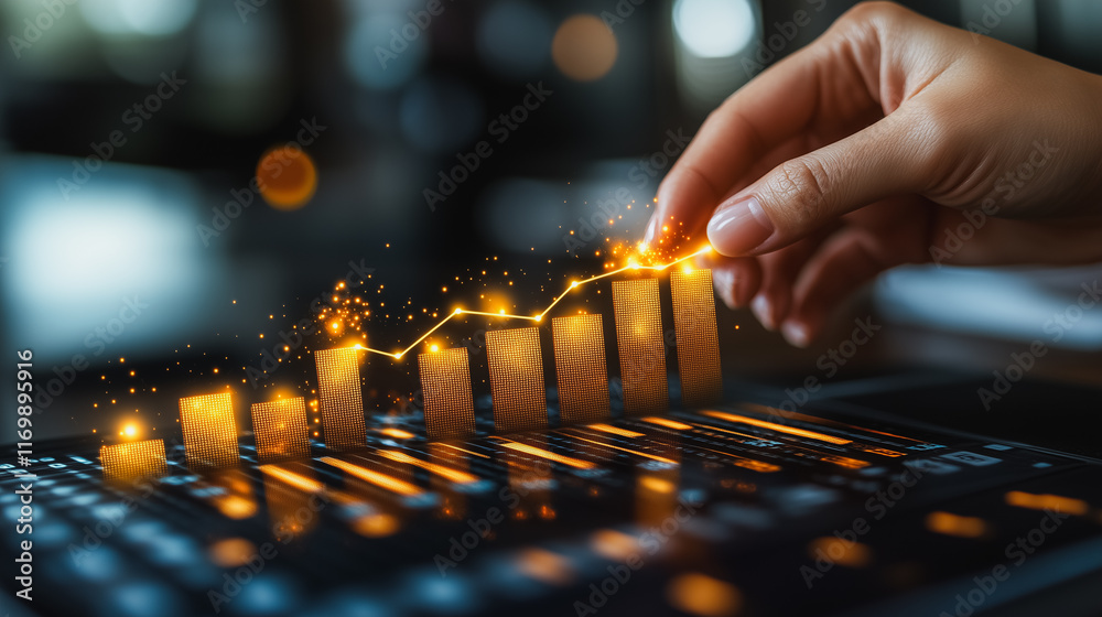 Poster hand is reaching for a series of numbers on a screen. the numbers are arranged in a line, with the f