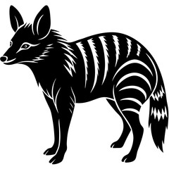 Minimal Aardwolf Silhouette on White