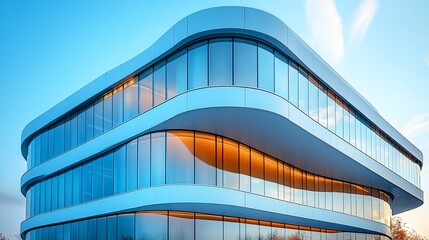 Modern Glass Building With Curving Design
