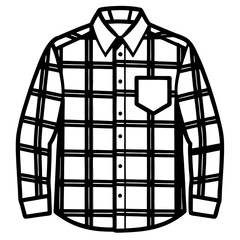 Flannel Shirt Silhouette on White Background 