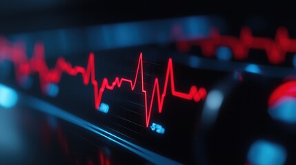 Close-up of a digital heart rate monitor display