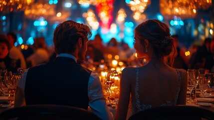 Elegant Couple Dining Romantic Candlelit Atmosphere