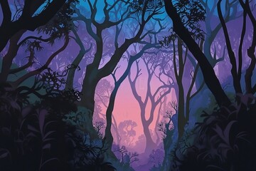 Naklejka premium spooky halloween forest at night