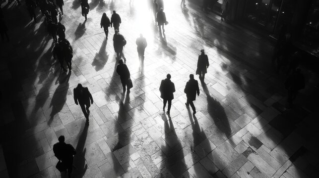 Fototapeta Black and white street photo with dramatic lighting and shadows