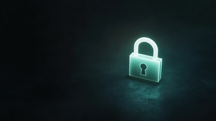 Digital Fortress Concept. A glowing padlock against a dark background, symbolizing security and protection.