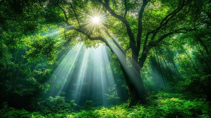 Tropical Rainforest with Bright Light and Detailed Textures