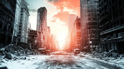 Obraz premium Urban Disaster Preparedness in High Contrast Light