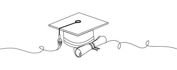 University graduation line art vector