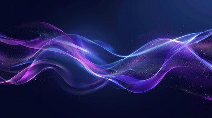 Abstract shiny pink blue purple wave design element, AI generated image