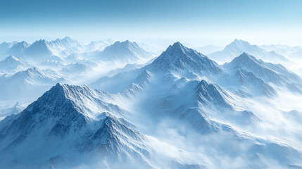 White snowy mountains under a vibrant blue sky symbolizing travel lifestyle resilience and challenges ideal for adventurous journeys or serene getaways capturing nature's majestic and inspiring essenc