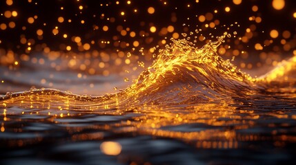 Fototapeta premium Golden Wave: A Symphony of Light and Water