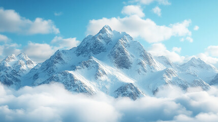 White snowy mountains under a vibrant blue sky symbolizing travel lifestyle resilience and challenges ideal for adventurous journeys or serene getaways capturing nature's majestic and inspiring essenc