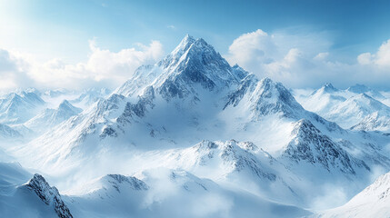 White snowy mountains under a vibrant blue sky symbolizing travel lifestyle resilience and challenges ideal for adventurous journeys or serene getaways capturing nature's majestic and inspiring essenc