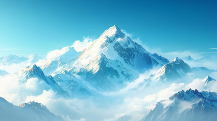 White snowy mountains under a vibrant blue sky symbolizing travel lifestyle resilience and challenges ideal for adventurous journeys or serene getaways capturing nature's majestic and inspiring essenc