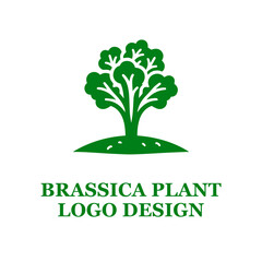 Obraz premium Green Brassica Plant Logo Design with Stylized Leaves and Fields - Eco-Friendly Branding Concept