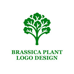 Obraz premium Green Brassica Plant Logo Design with Stylized Leaves and Fields - Eco-Friendly Branding Concept