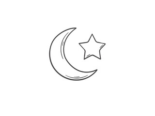 Religious moon and star ramadan kareem hand drawn design element