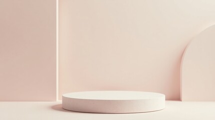 Minimalist Cream-Colored Platform in a Soft Studio Setting