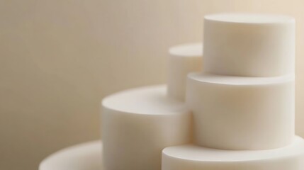 Abstract Cream Cylinders Minimalist Display