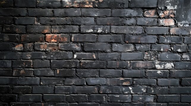 Textured Surface of an Aged Black Brick Wall with Distressed Appearance, Providing a Rustic and Industrial Vibe for Various Creative Projects and Designs